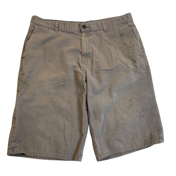 Dickies Men's Work Shorts Size 36 Rip Stop Gray Cotton Casual Wear With STAINS - Picture 1 of 10